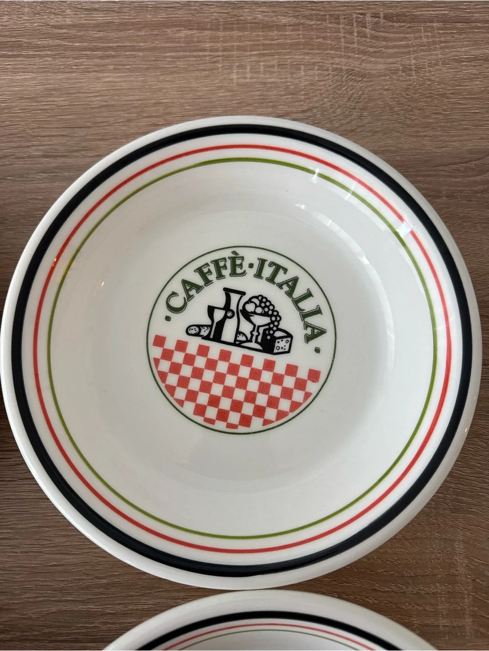 Caffè Italia Ceramic Bowls Set of 4, White Red & Green Vintage Made in Italy 8”